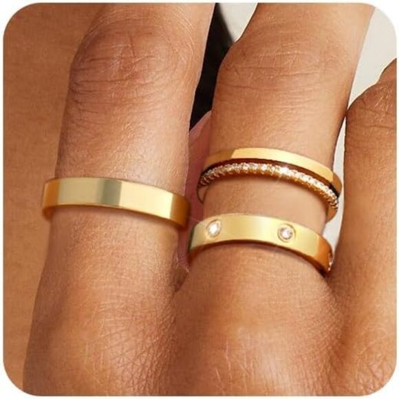 Jewelry - Gold Rings for Women Non Tarnish Dainty 14K Gold Plated Stackable Rings for Wome